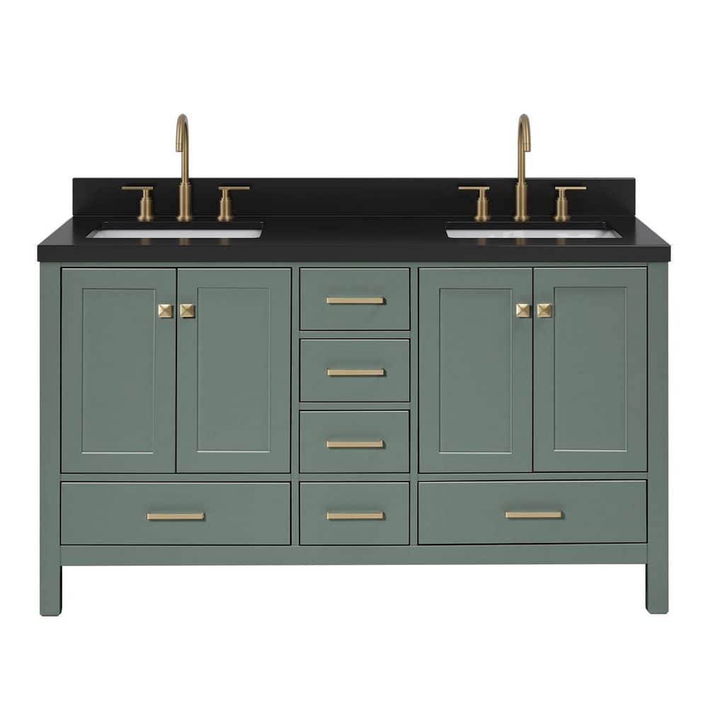 Cambridge 60 in. Double Sink Freestanding Bathroom Vanity in Vintage Sage Green with Carbon Black Quartz Top price history on PriceWatchPro