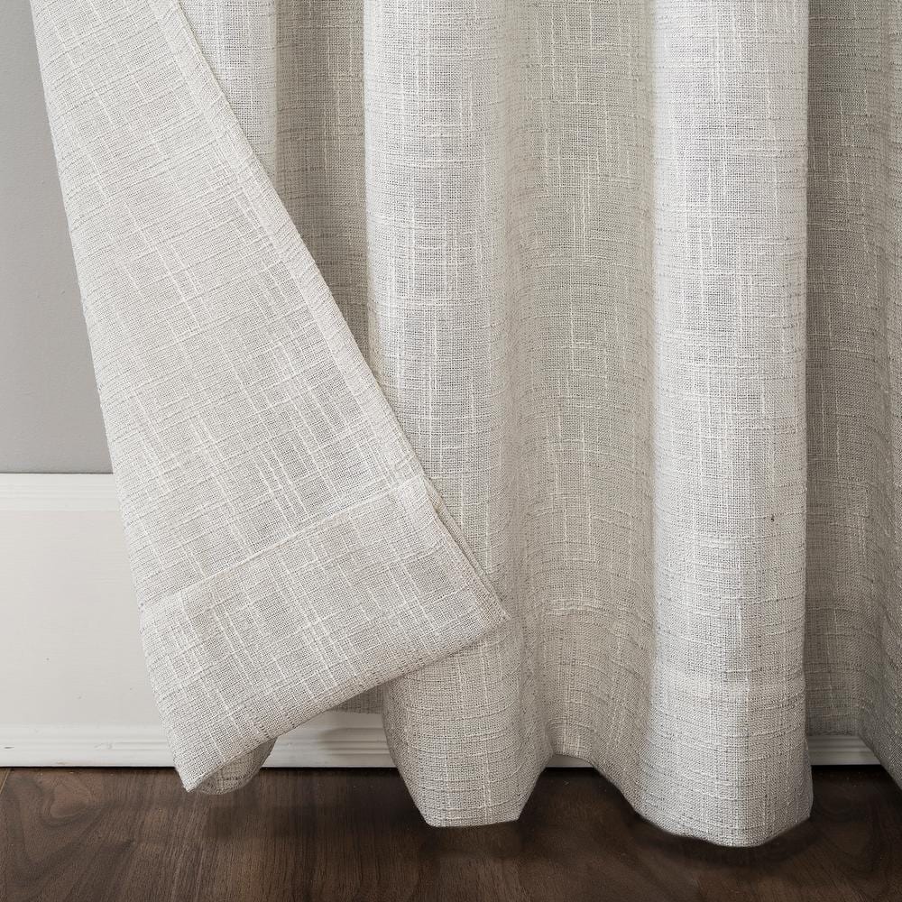 Ivory Sheer Crosshatch Linen Blend Curtain Panel