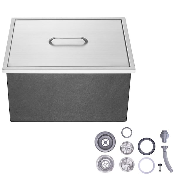 SVOPES 22 x 17 x 12 in. Drop-in Ice Chest, 40 QT. Stainless Steel Cooler, Commercial Ice Bin with Cover, Outdoor Kitchen Bar