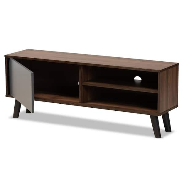 Baxton Studio Mallory 47.2 in. Grey and Walnut Brown and Black TV