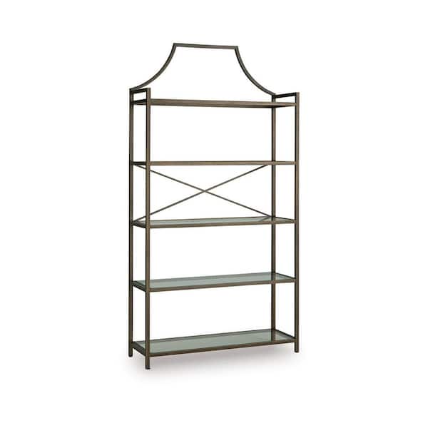 Bernonly 72 in. Tall Brown Metal 5-Shelf Accent Bookcase with Tip-Resistant Hardware