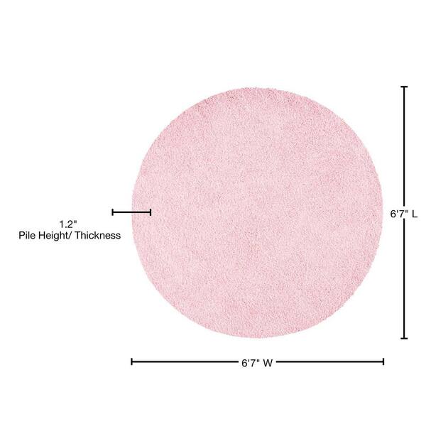 SAFAVIEH Primo Shag Light Pink 7 ft. x 7 ft. Round Solid SAFAVIEH Primo Shag Light Pink 7 ft. x 7 ft. Round Solid