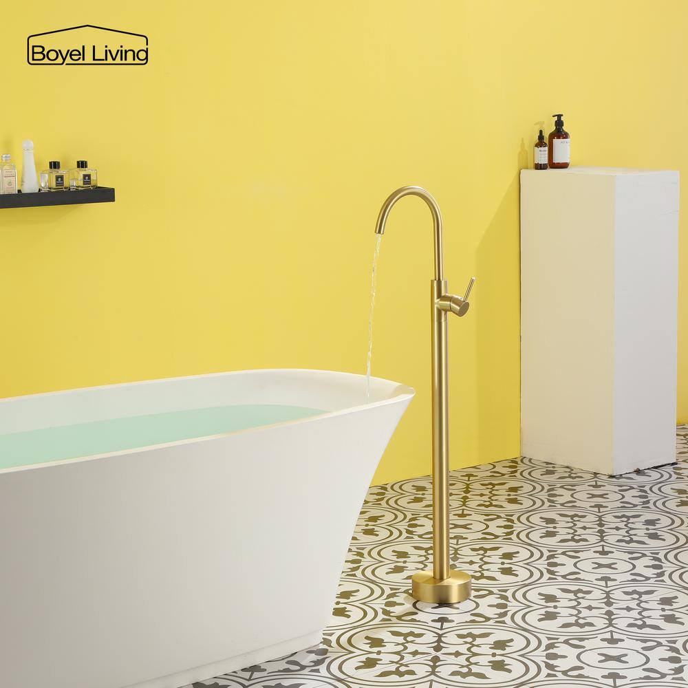 Brushed Gold Brass Freestanding Tub Filler with Diverter