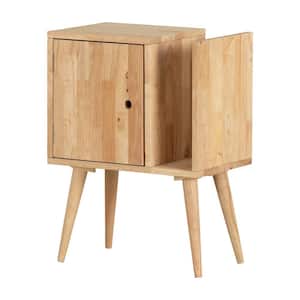 Kodali Solid Wood End Table with Storage, Natural Wood