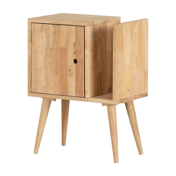 South Shore Kodali Solid Wood End Table with Storage, Natural Wood