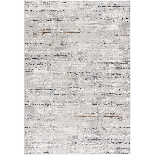 HomeRoots Bernadette Grey 5 ft. x 8 ft. Abstract Polyester Area Rug