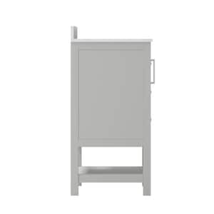 42 in. W. x 19 in. D x 38 in. H Single Sink Freestanding Bath Vanity in Gray with White Stone Top