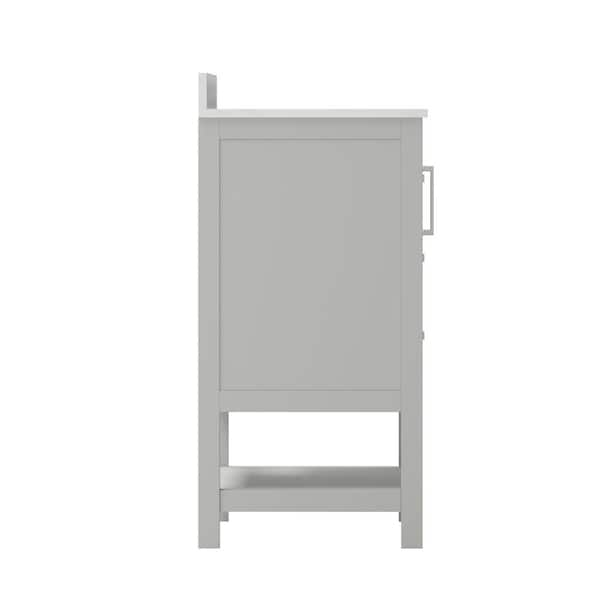Vivien 42 in. Single Sink Freestanding Gray Bath Vanity with White Stone Top Assemble with Soft Close Drawers