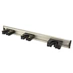20 in. Adjustable Storage Wall Mount Tool Bar with 3 Rubber Grip Hooks in Black