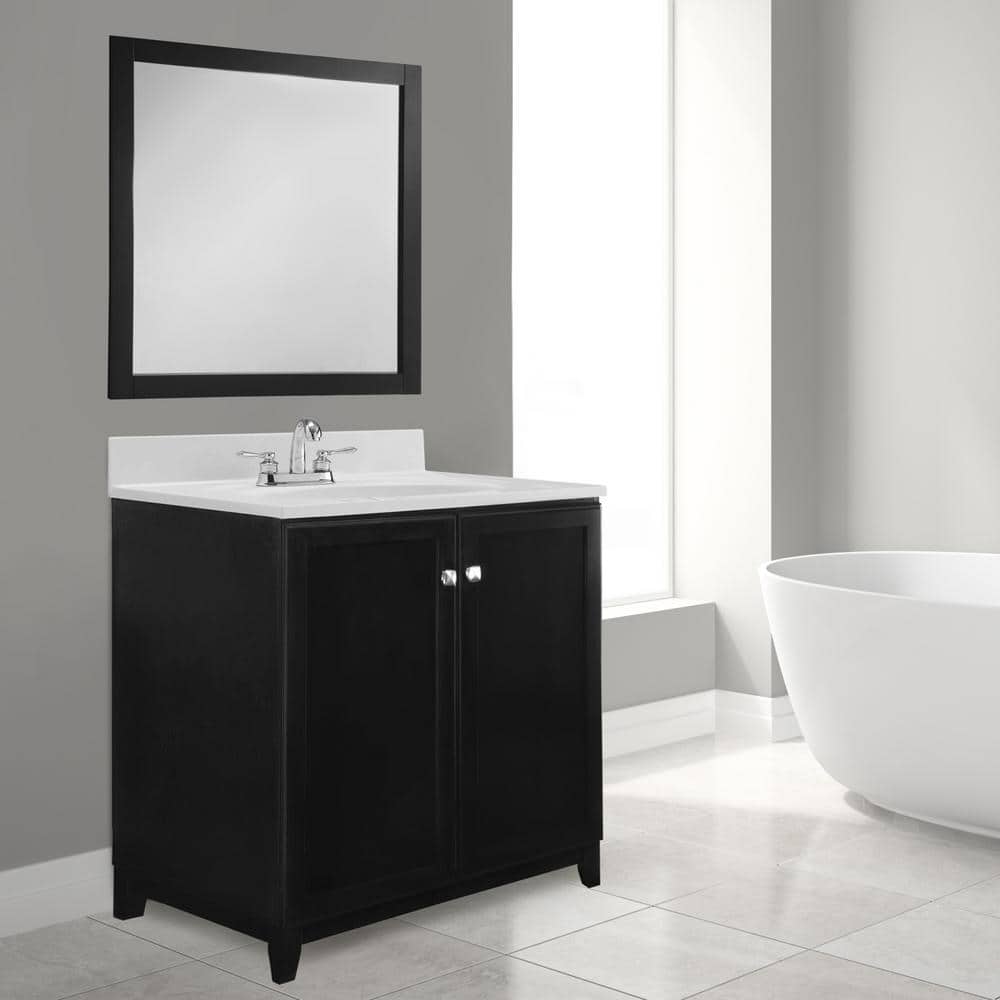 Espresso Pine Wood Framed Rectangular 40"x30" Wall Mirror