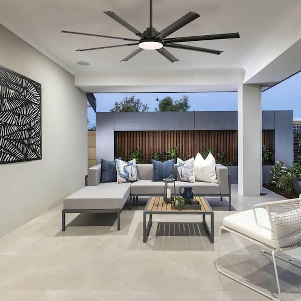 72 in. Black Smart Ceiling Fans with Lights/APP/Remote Control, Outdoor 8 Blade Ceiling Fan for Bedroom Living Room