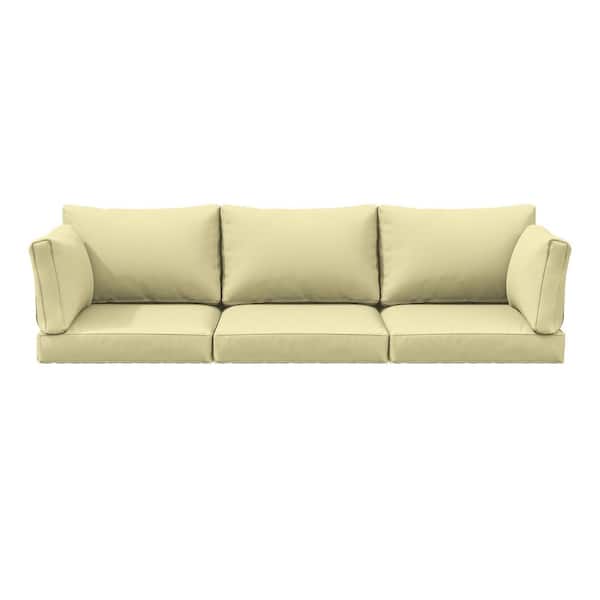 25.6 in. x 23.6 in. x 4 in. Outdoor Deep Seat Lounge Cushion Set (8-Piece) with Lumber Support Pillows Light Yellow