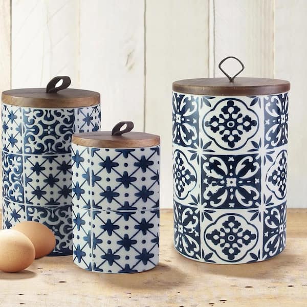 Blue Kitchen Canisters - Handmade Pottery Kitchen Canisters
