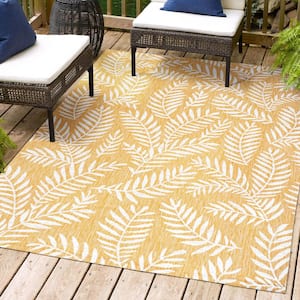 Nevis Palm Frond Yellow/Cream 3 ft. x 5 ft. Indoor/Outdoor Area Rug