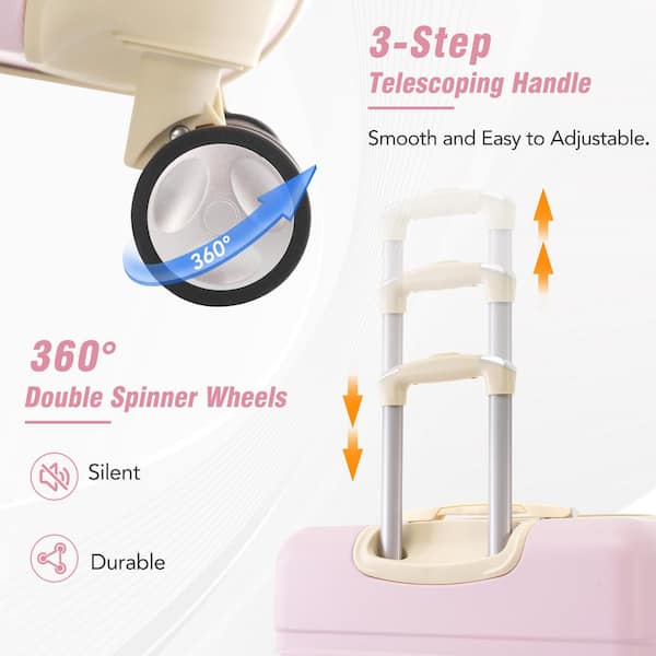 Merax 4-Piece Light Pink Expandable ABS Hardshell Spinner 20 in