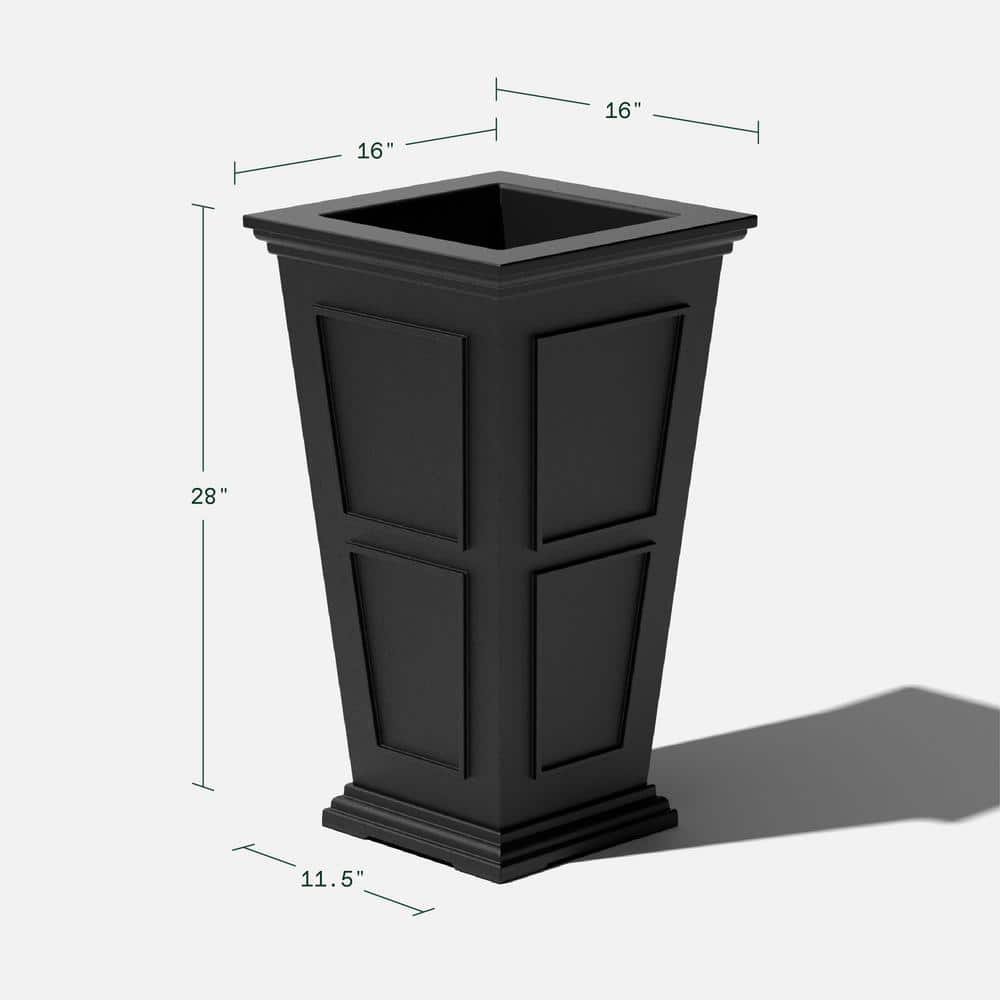 Brixton Tall Black Recycled Plastic Planter Set