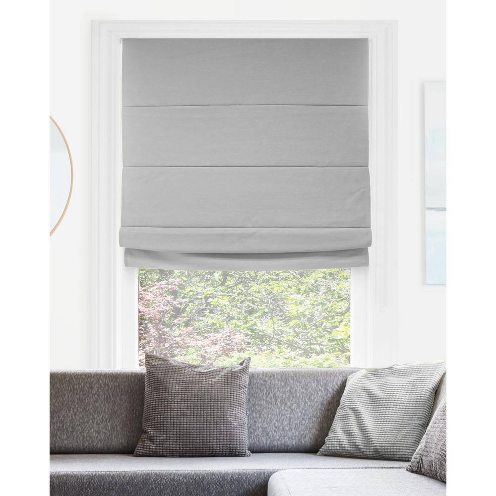 Pearl Gray Cordless Blackout Fabric Roman Shade 34" x 64"