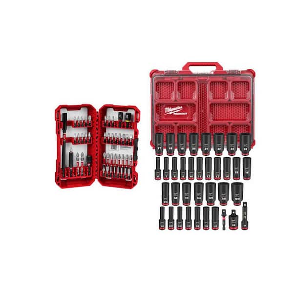 SHOCKWAVE Impact Duty Alloy Steel Screw Driver Bit Set (45-Piece) & 3/8 in. Metric & SAE Impact Socket Set (36-PC)