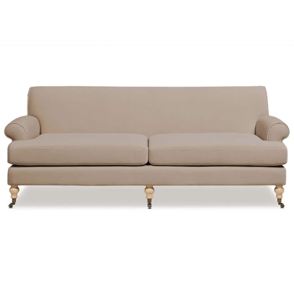 Mink Beige Velvet Lawson Sofa with Rolled Arms