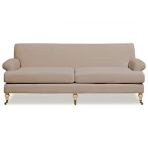 Alana 88 in. W Rolled Arm Performance Velvet Lawson Rectangle Straight 2-Cushion Sofa in Mink Beige