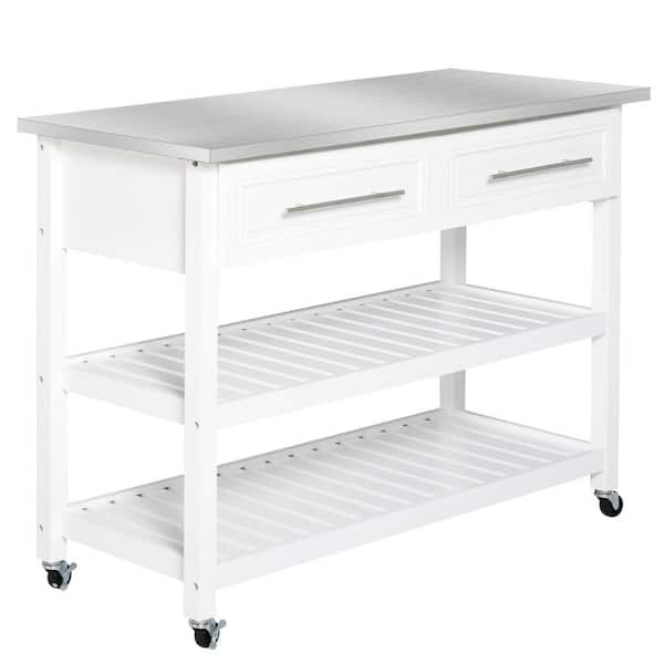 ANTFURN White Kitchen Cart with Drawers Shelf Spice Rack Locking Casters Wheels