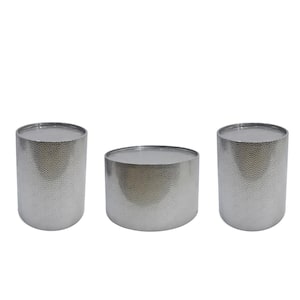 Braeburn 3-Piece 26 in. Silver Medium Round Metal Coffee Table Set