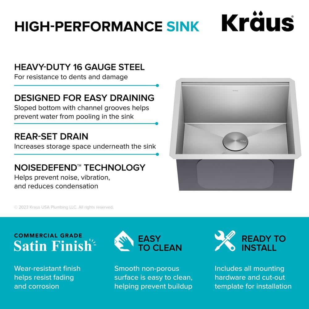 Kore 21-Inch Stainless Steel Single Bowl Drop-In Farmhouse Sink