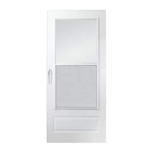 200 Series 36 in. x 80 in. White Universal 3/4 Light Mid-View Aluminum Storm Door with White Handle Set