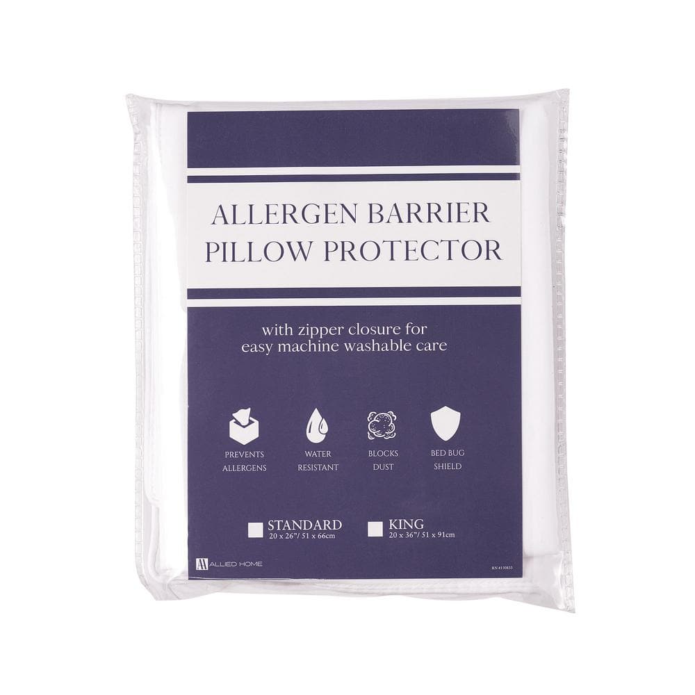 Standard White Cotton Polyester Hypoallergenic Pillow Protector