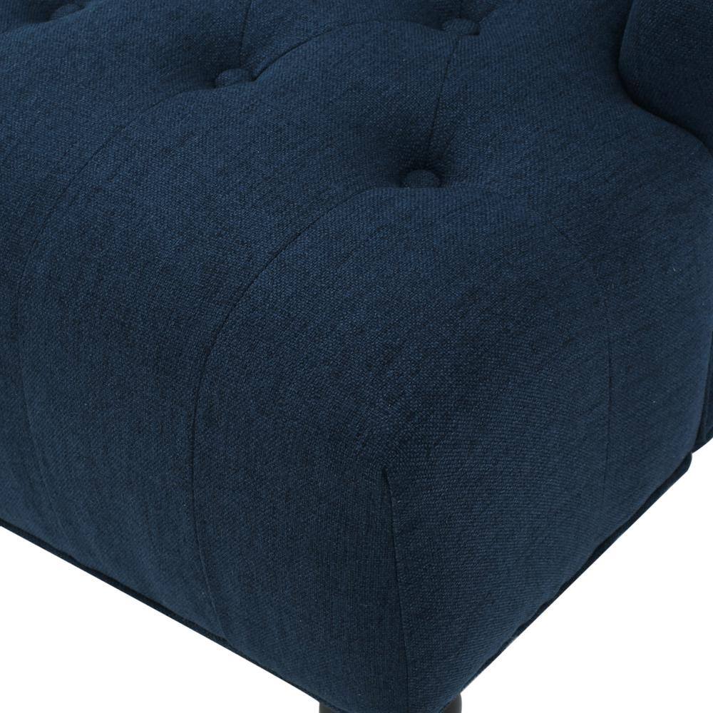 Toddman High Back Blue Tufted Accent Chair with Wood Legs