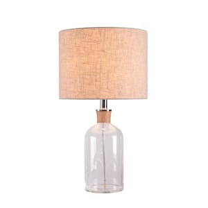 Bradley 21.25 in. Chrome and Clear Glass with Rope Accent Indoor Table Lamp