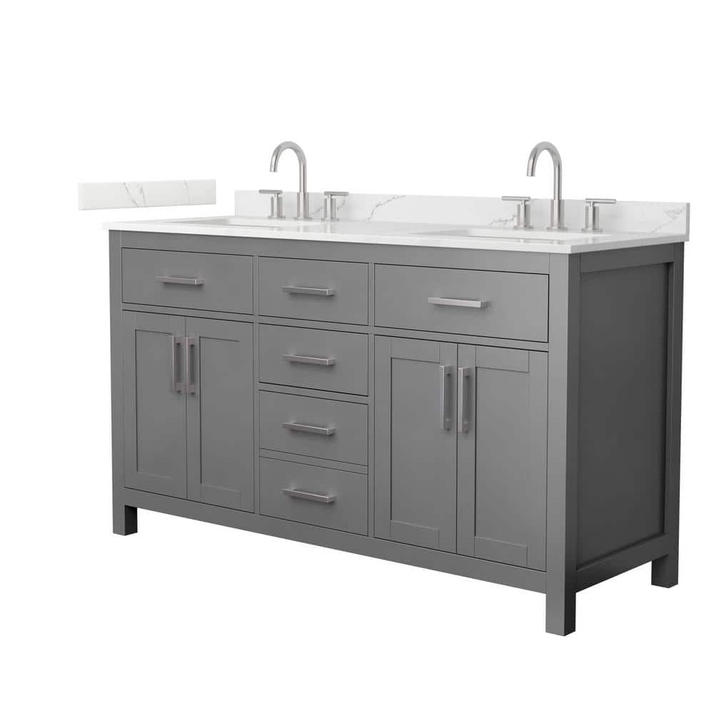 Beckett 60 in. Double Freestanding Dark Gray Bath Vanity with Giotto Quartz Top (Assembled) price history on PriceWatchPro