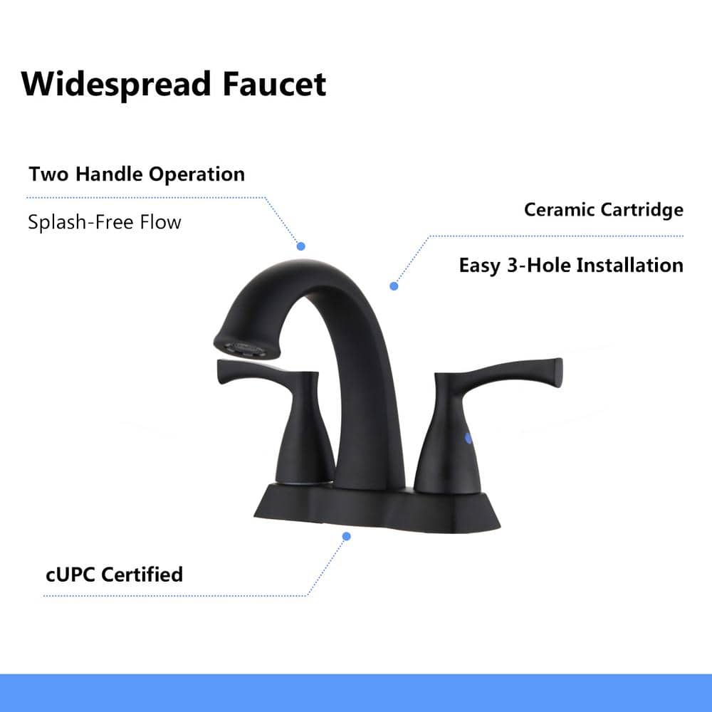 Matte Black Brass Double Handle Centerset Bathroom Faucet