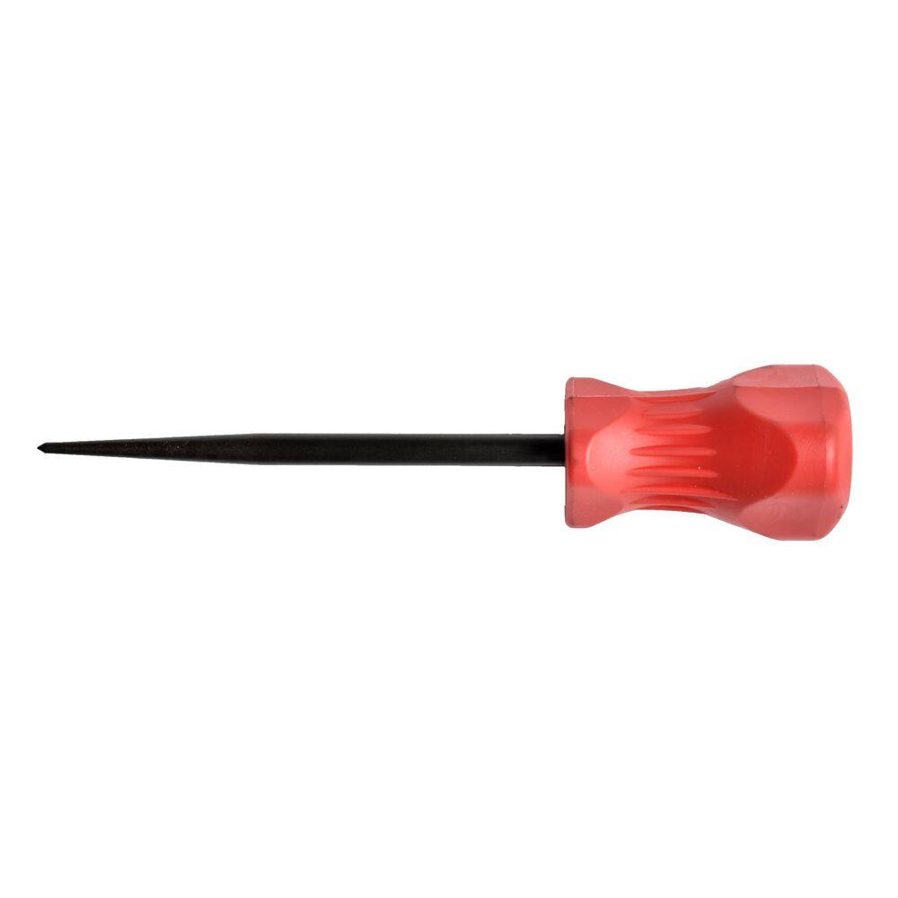 Scratch Awl: 6 1/2 in Overall Lg, Fluted Handle, Wood, 3 3/4 in Handle Lg