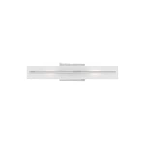Dex 24 in. Medium 2-Light Chrome Vanity Light with Satin Etched Glass Shade