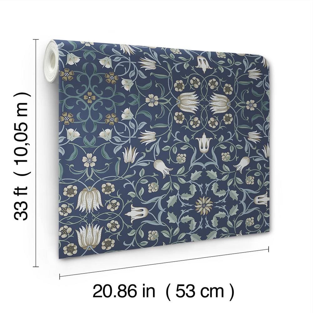 No 1 Holland Park Blue Floral Non-Pasted Wallpaper Roll