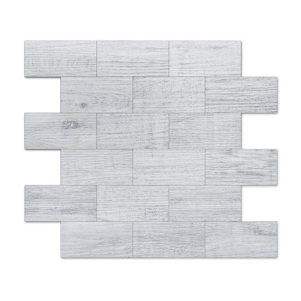 White-Washed 13.5 in. x 11.4 in. PVC Peel and Stick Tile for Kitchen Backpl