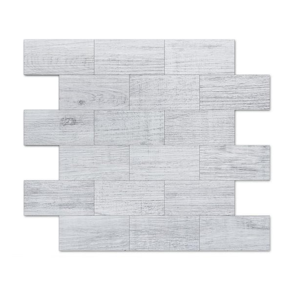 null White-Washed 13.5 in. x 11.4 in. PVC Peel and Stick Tile for Kitchen Backplash, Bathroom, Fireplace (9.6 sq. ft./Box)