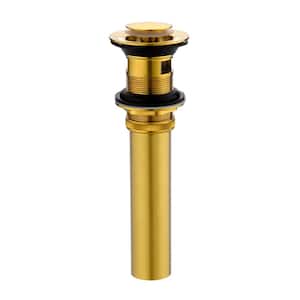 1-1/2 in. Brass Bathroom and Vessel Sink Push Pop-Up Drain Stopper With Overflow in Brushed Gold