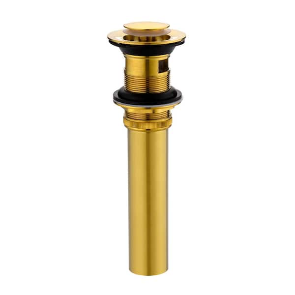 LUXIER 1-1/2 in. Brass Bathroom and Vessel Sink Push Pop-Up Drain Stopper With Overflow in Brushed Gold