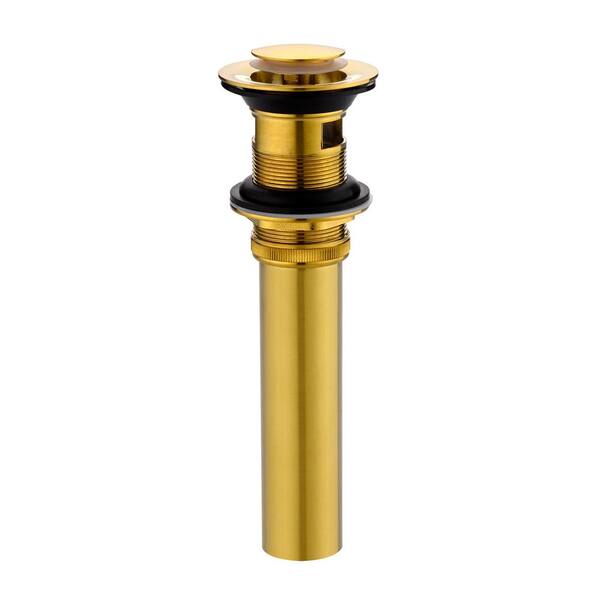 LUXIER 1-1/2 in. Brass Bathroom and Vessel Sink Push Pop-Up Drain Stopper With Overflow in Brushed Gold