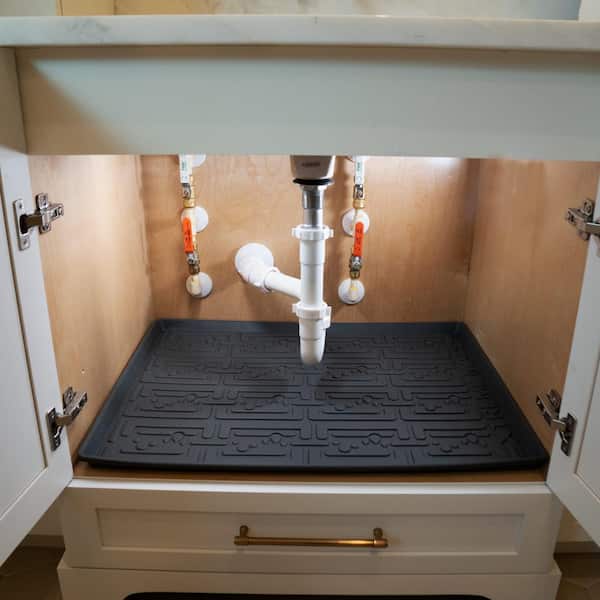 Xtreme Mats 37 in. x 19 in. Grey Bathroom Vanity Depth Under Sink Cabinet  Mat Drip Tray Shelf Liner CMV-39-GREY - The Home Depot