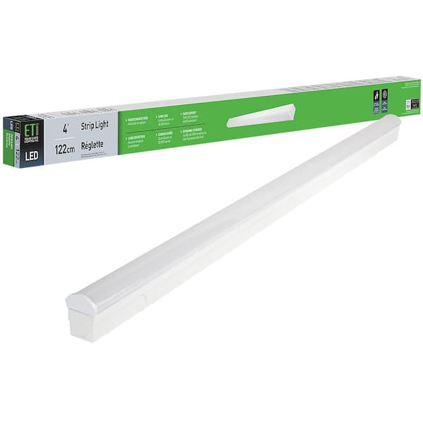 ETi 4 ft. 64-Watt Equivalent 120-277 Volt Integrated LED White Strip Light Fixture Closet Rated Linkable 3600 Lumens 4000K