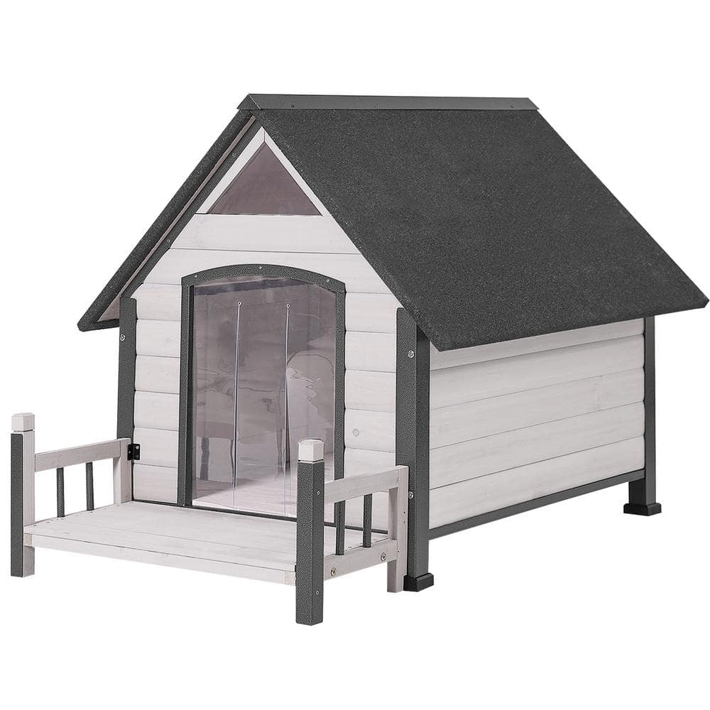 aivituvin Outdoor Dog House with Porch: Strong Iron Frame - Off-White ...