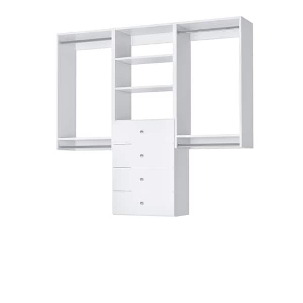 Vista Collection 64.5 in W-64.5 in W White Closet Kit Premium Closet Kit Wall Mounted 9-Shelf Wood Closet System