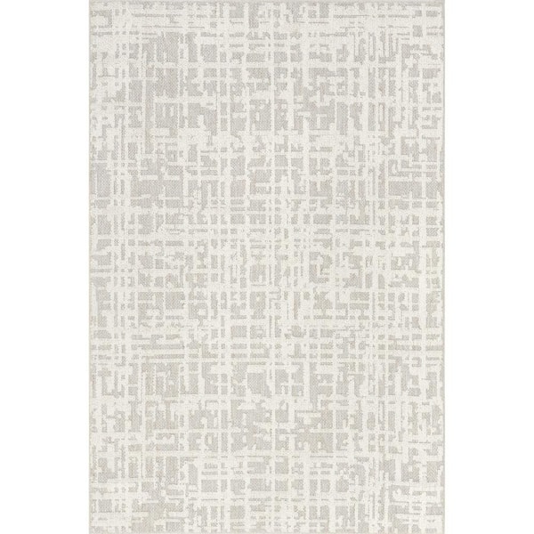 Helga Abstract Washable Light Grey 3 ft. x 5 ft. Indoor Area Rug