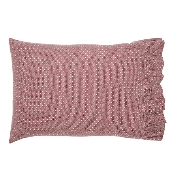 VHC Brands Pip Vinestar Burgundy Tan Primitive Ditsy Star Cotton Standard Pillowcase Set of 2