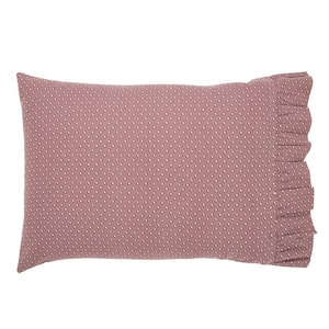 Pip Vinestar Burgundy Tan Primitive Ditsy Star Cotton Standard Pillowcase Set of 2