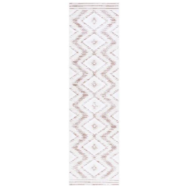 Alamo 2 ft. x 8 ft. Ivory/Taupe Aztec Diamond Runner Rug