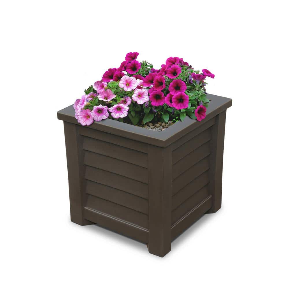 Espresso Square Resin Self-Watering Planter with Sub-Irrigation